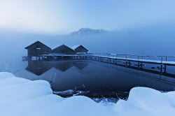 Bayern Bavaria Alps Alpen Kochel am See fischerhütte barn winter wonderland